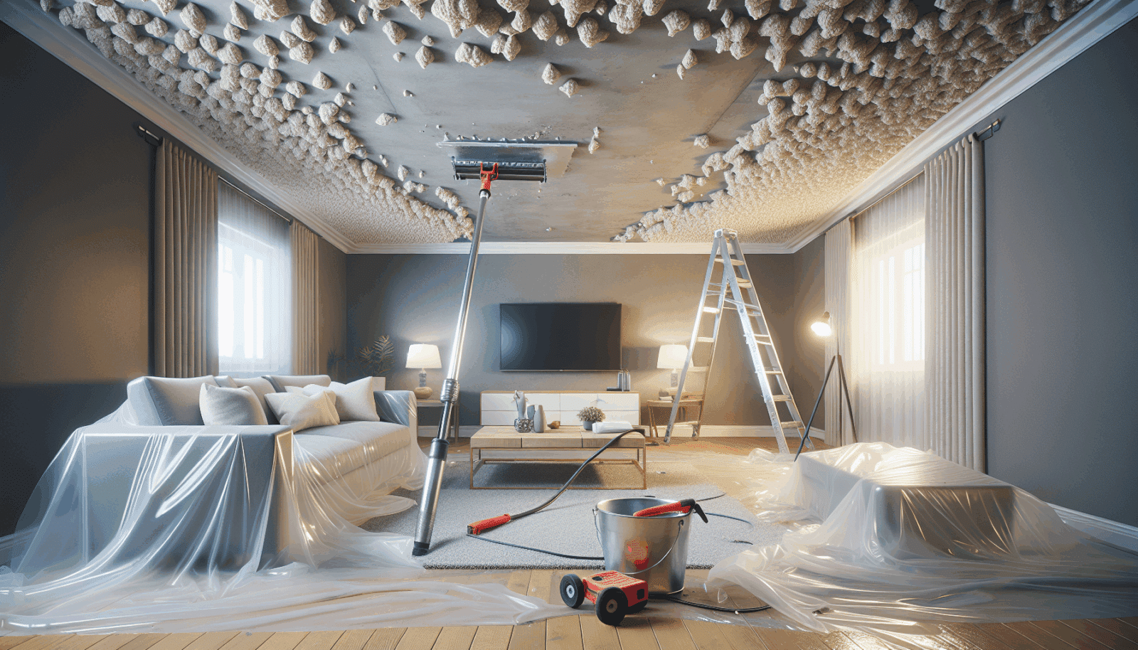 You are currently viewing DIY Popcorn Ceiling Removal: Tips and Tricks for a Smooth Finish